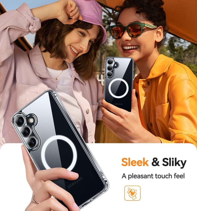 Detalle de CANSHN Magnetic Case for Samsung Galaxy S25 (6.2 inch) – clear MagSafe-compatible shockproof phone cover