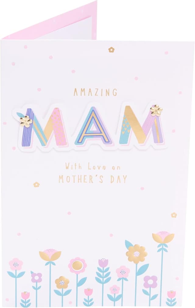 Detalle de UK Greetings Mother’s Day card for Mam – Floral design with envelope (22.9 x 14.9 cm)
