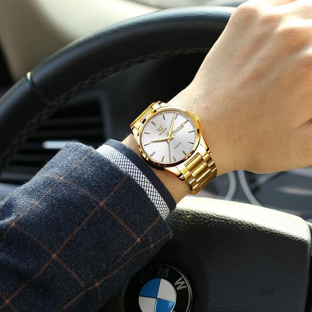 Thumbnail 4 de OLEVS Herrenuhr 40mm Gold Schwarz Edelstahl