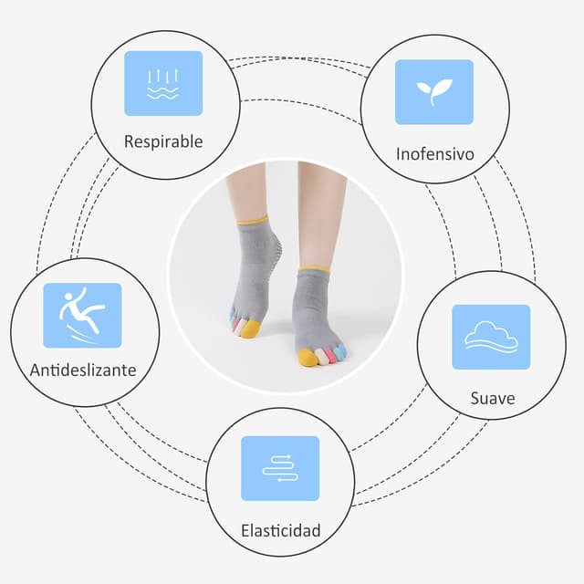 Thumbnail 6 de PUTUO Calcetines de Yoga con Dedos 3 pares