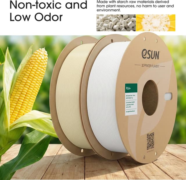 Detalle de eSUN PLA+ Filament 1,75 mm renforcé (ténacité), précision ± 0,03 mm — rouge foncé, 2 bobines