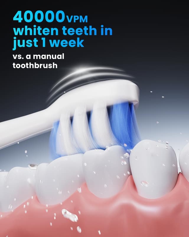 Detalle 2 de Onlyone Sonic Electric Toothbrush for Adults with 8 Brush Heads, 5 Modes, Smart Timer, Travel Case & Wireless Charging