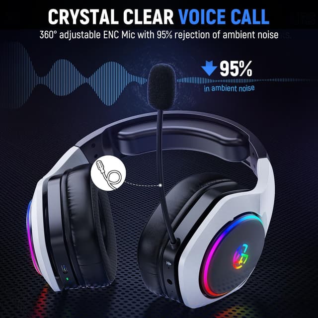 Detalle 2 de Tatybo 2.4Hz Wireless Gaming Headsets with 7.1 Surround Sound and Noise-Cancelling Mic