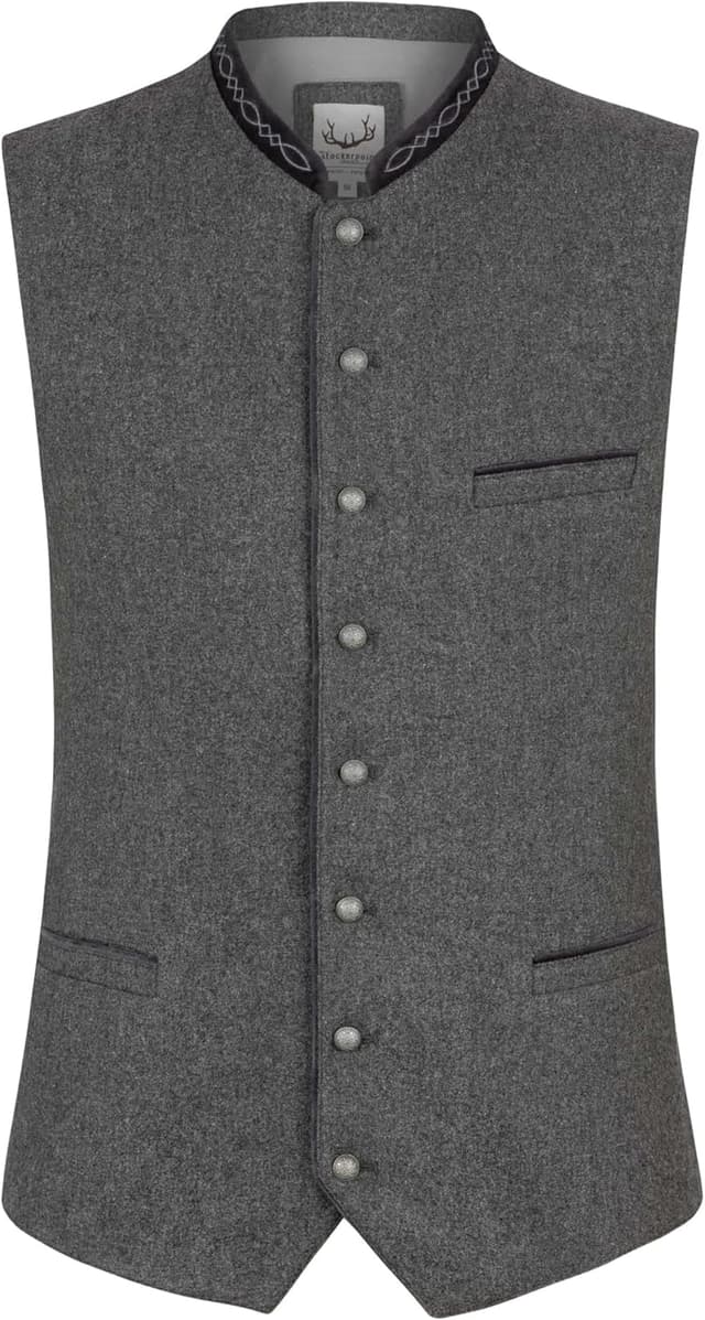 Detalle de Stockerpoint Herren Trachtenweste Fabricio aus Lodenstoff – mit verstellbarem Rückenriegel (1er Pack)