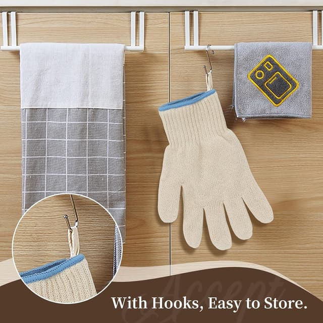 Detalle de Houbobo Heat Resistant Oven Gloves (Set of 2) – full-hand, fingered grill gloves for hot food handling