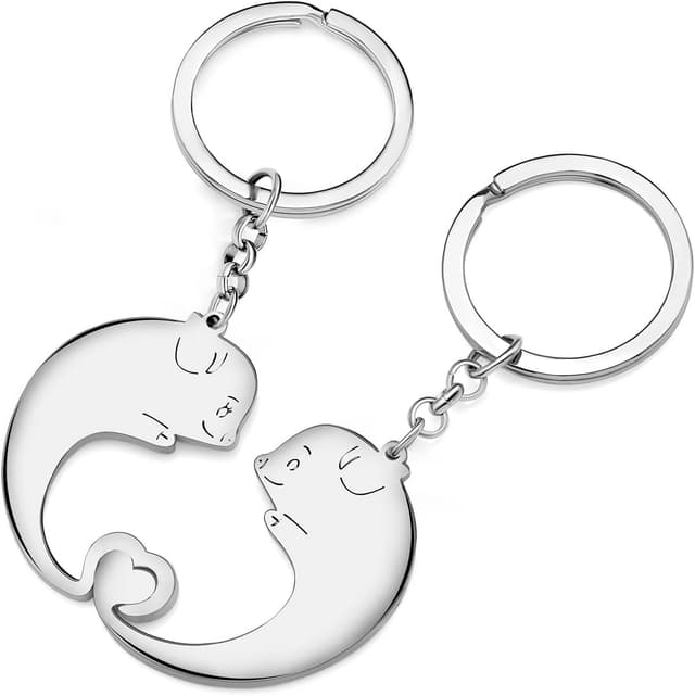Detalle de LONYOO llavero cerdo acero inoxidable 26x46 mm