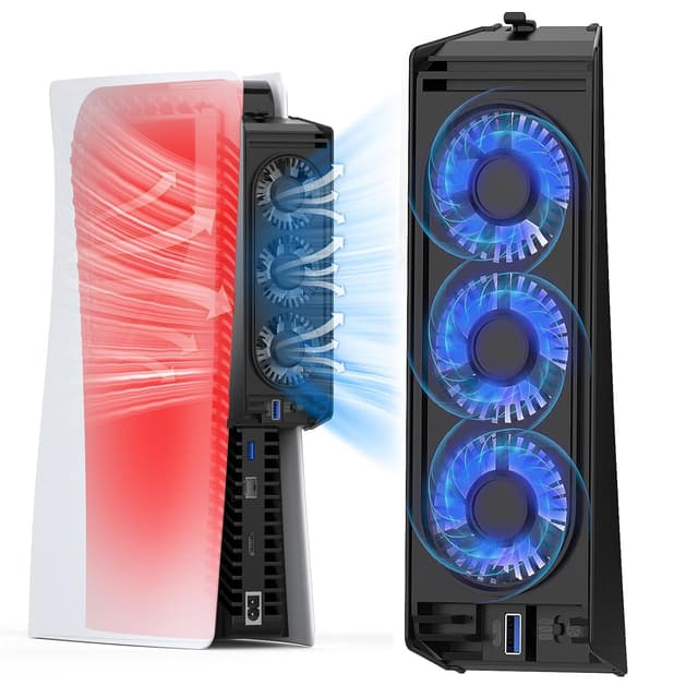 Detalle de QYCHHJ PS5 Cooling Fan 3 in 1 with LED