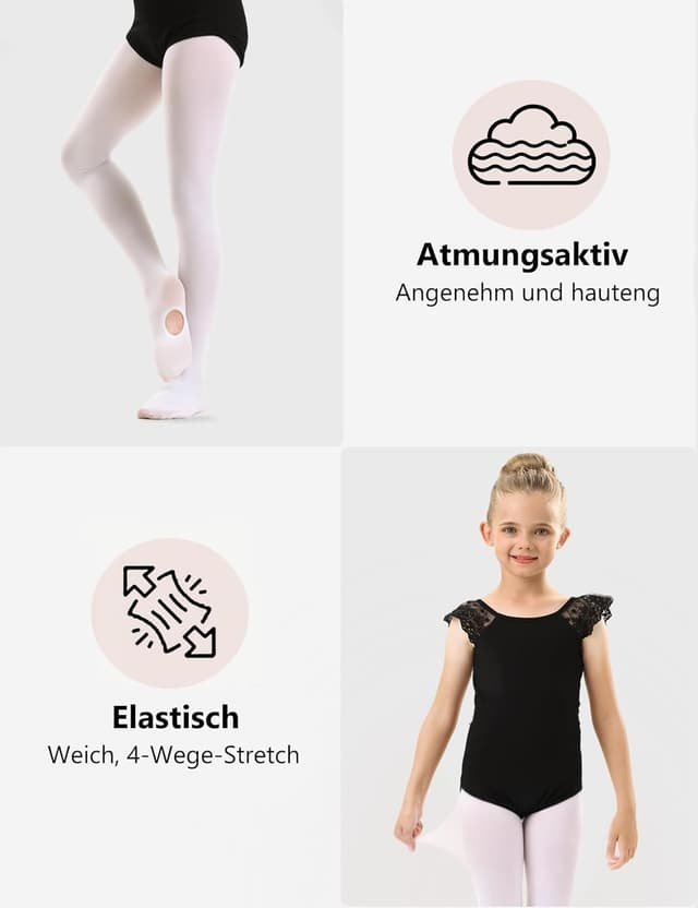 Detalle de DUCMODA collant de danse 2-en-1 convertible pour filles (ballet / jazz)