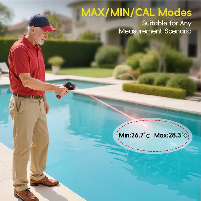 Detalle 1 de Eventek Infrared Thermometer Gun (-50°C to 600°C) digital laser pyrometer for non-contact temperature checks