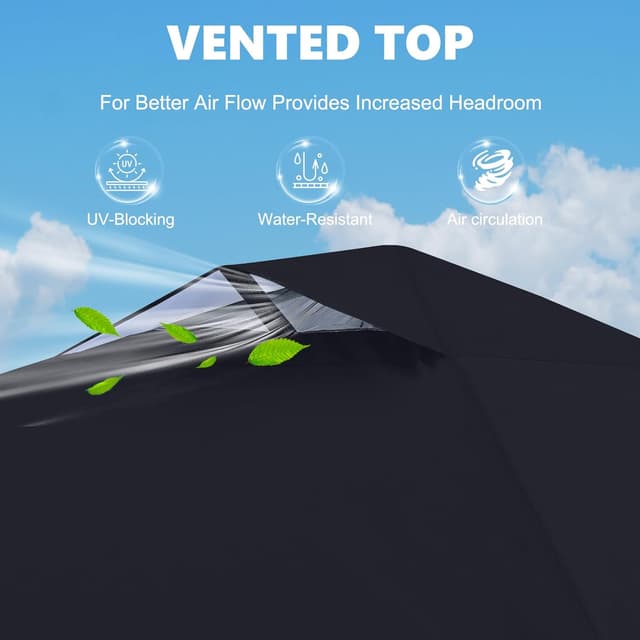 Detalle de MASTERCANOPY Durable EZ Pop-up Gazebo Tent with 1 Sidewall (2.5x2.5M, Black)