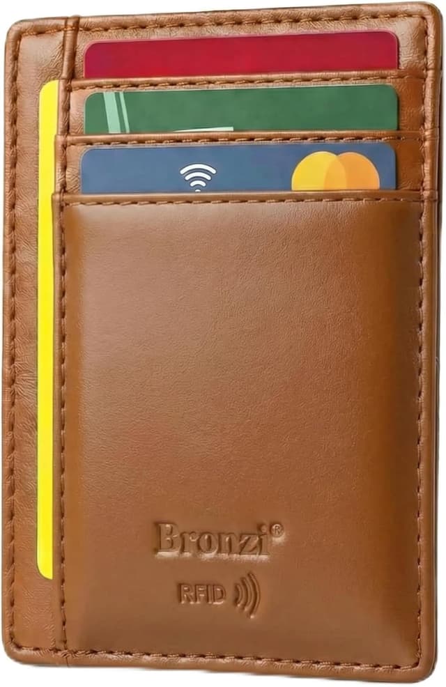 Detalle de Portafoglio RFID slim marrone Bronzi 11x8x1