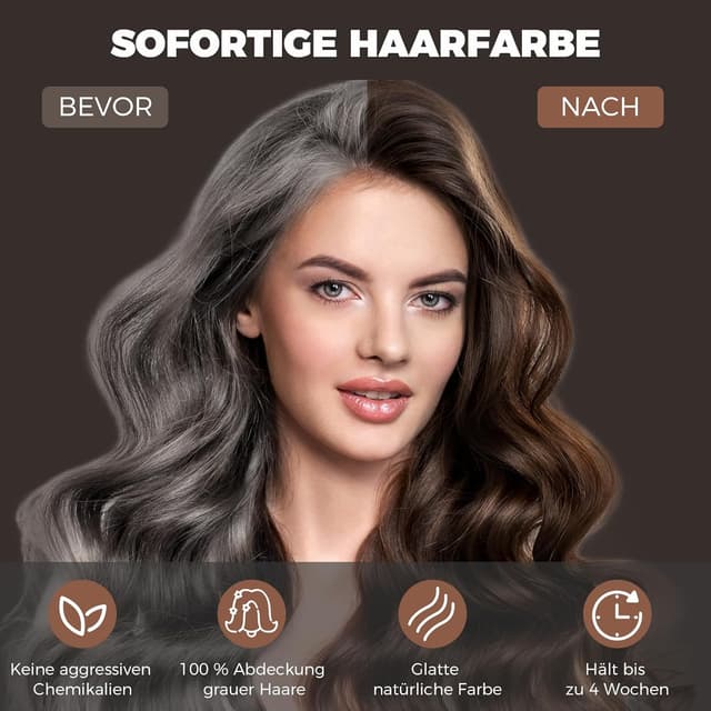 Detalle de YOURTONE Haarfärbeshampoo Dunkel Braun – 3‑in‑1 Color Shampoo für graues Haar (Männer & Frauen)