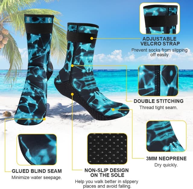 Detalle de flintronic Calzini da immersione in neoprene da 3 mm con suola antiscivolo per snorkeling, surf, vela e kayak