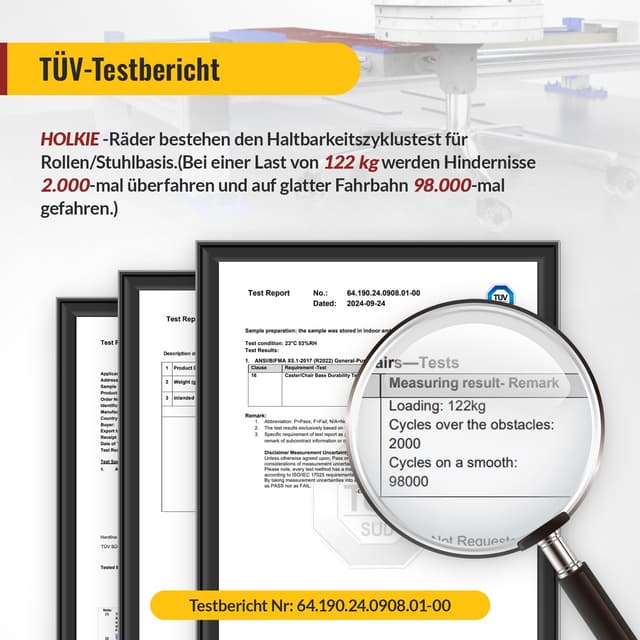 Thumbnail 6 de HOLKIE Bürostuhl Rollen (10 mm Schaft) – 5er Set für harte Böden, leises Gleiten, doppelrädrig