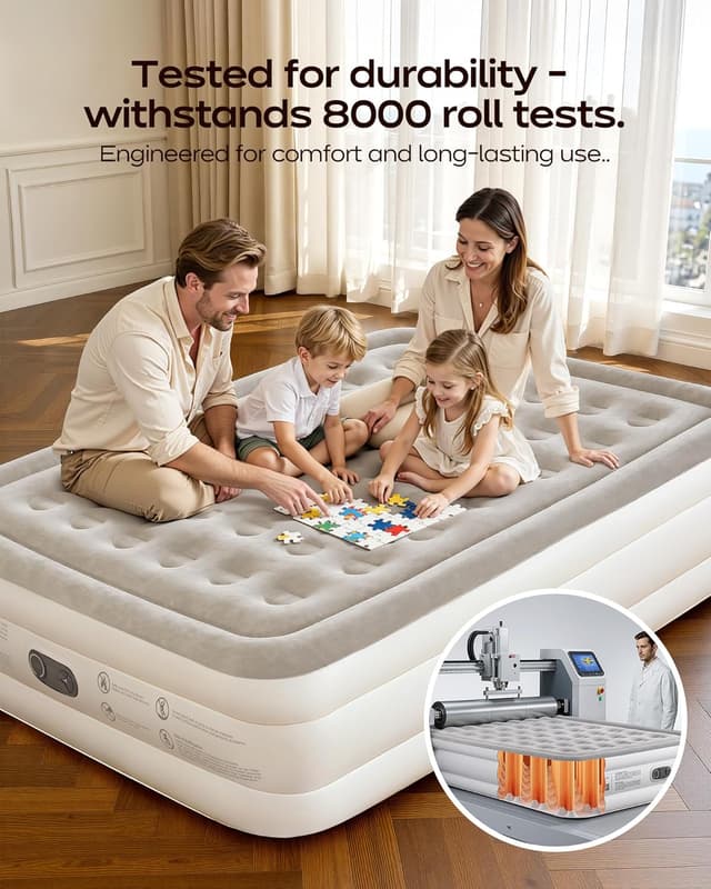 Detalle 2 de Lopekuty Premium Air Mattress with Built-in Pump (Double) – 203 x 152 x 46cm