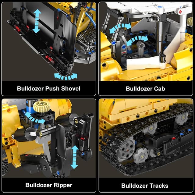 Detalle 2 de Mould King 19019 : ensemble de construction technique Bulldozer à chenilles (1200 pièces)