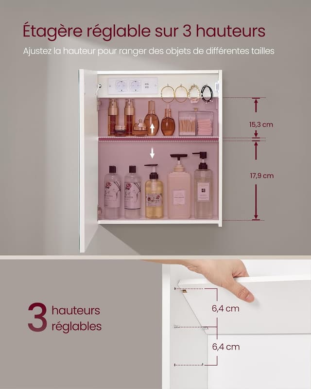 Thumbnail 1 de VASAGLE Kailyn Armoire Murale Salle de Bain