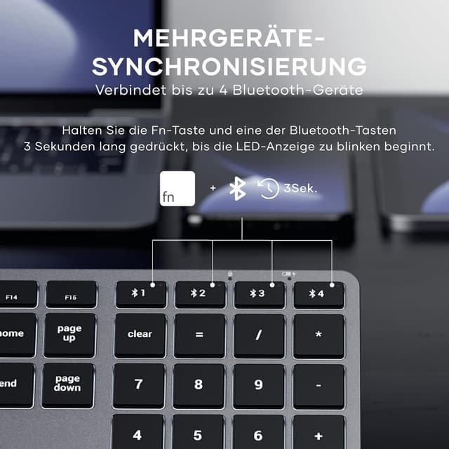 Detalle 2 de SATECHI Slim X3 Bluetooth Tastatur 4 Geräte ⌨
