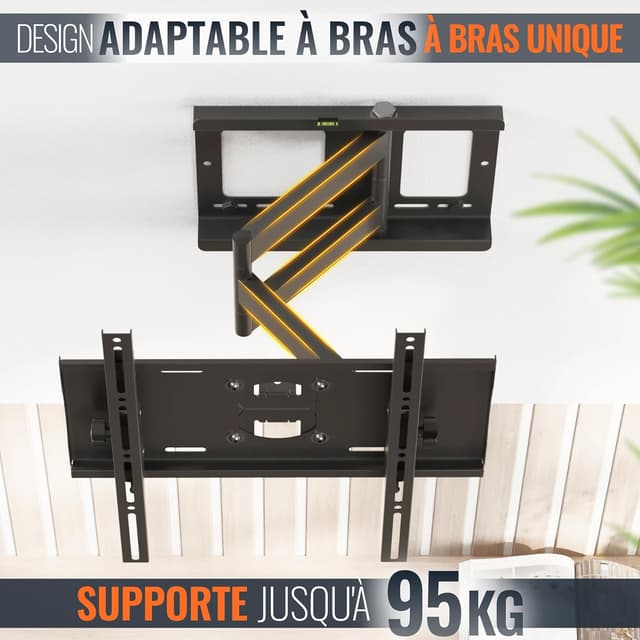 Detalle de Support TV mural RICOO S5144 pour écrans 30 à 55" (VESA) orientable et inclinable