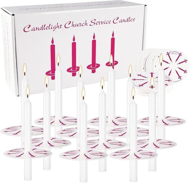 Thumbnail 4 de 100 White Taper Candles 5-Inch — Handheld Church Candles 🕯
