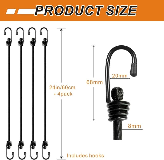 Thumbnail 4 de BEXSLE Bungee Cords with Hooks 🪢