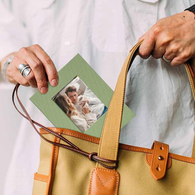 Detalle de Remowith Fotoalbum klein Einsteckalbum 10x15 – 100 Taschen mit Fenster (Hellgrün)
