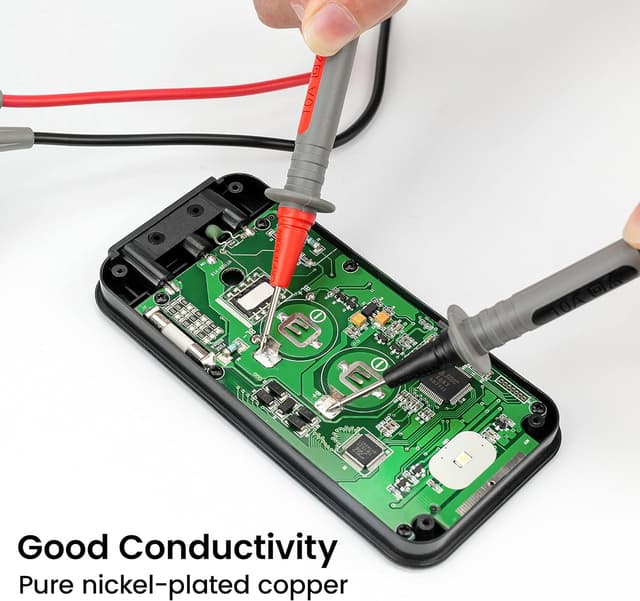 Detalle de KAIWEETS KET012 kit di cavi di prova per multimetro con clip a coccodrillo e accessori, CAT III 1000V / CAT IV 600V