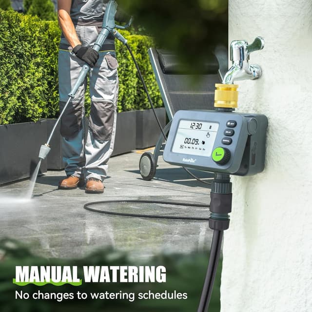 Detalle de RAINPOINT centralina irrigazione con ritardo pioggia, timer automatico/manuale e display LCD inclinabile (IP54)