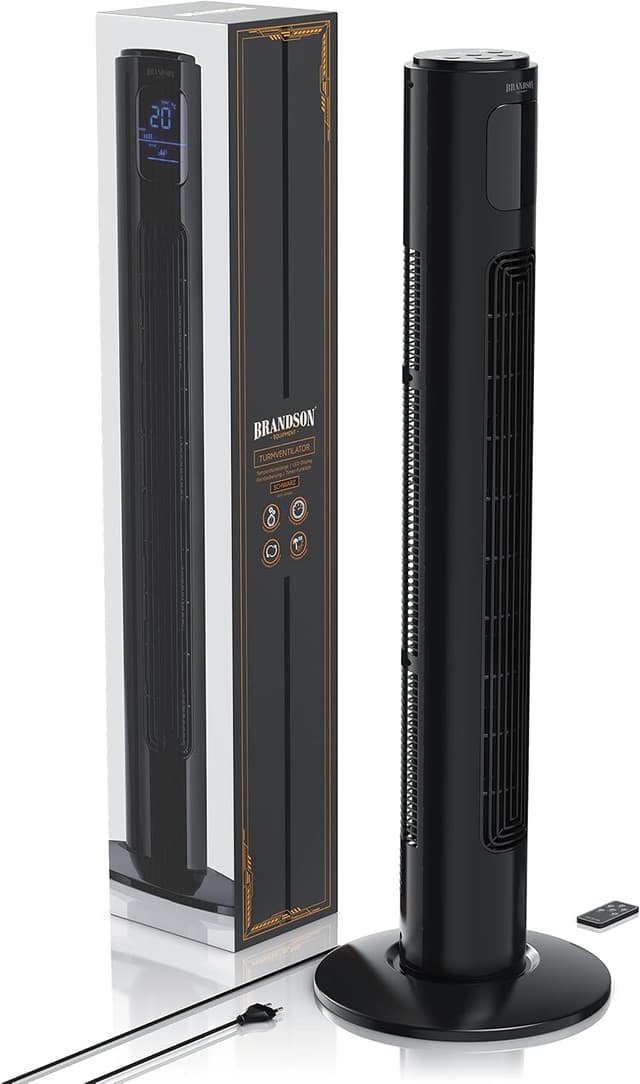 Detalle de Brandson Turmventilator mit Fernbedienung (96 cm) – leiser Stand-Lüfter mit Oszillation & Timer