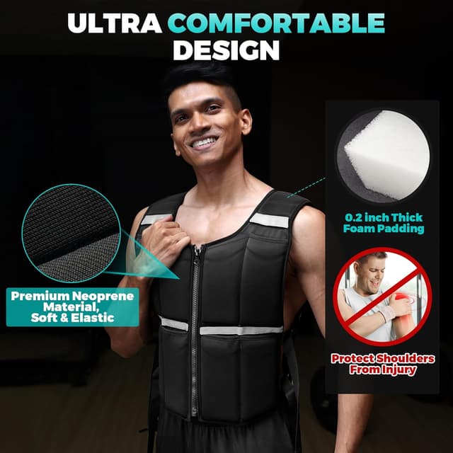 Detalle de ONETWOFIT Adjustable Weighted Vest (45lb/35lb/19lb) for Rucking & Strength Training