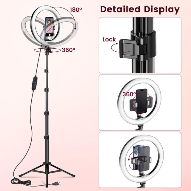 Thumbnail 1 de 10 Zoll Ringlicht 61 Zoll Stativ für Videos