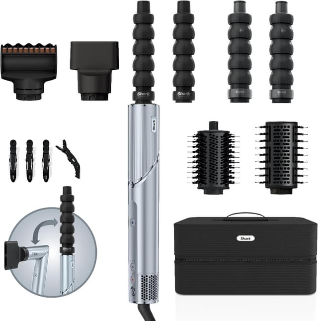 Detalle de Shark FlexStyle Édition Limitée Bleu Glacial 6-en-1 (HD476WHEU) : styler et sèche-cheveux avec accessoires