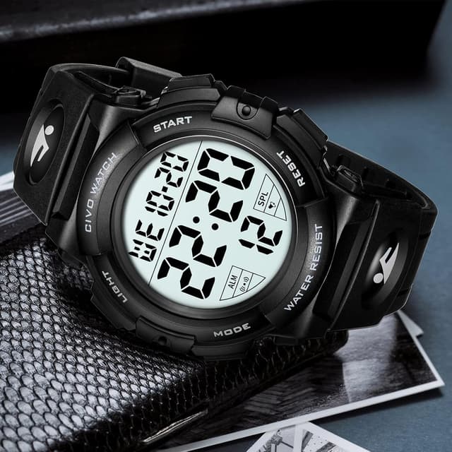 Detalle 2 de CIVO Mens Digital Sports Watch with Military-Style Big Numbers, 50m Waterproof & LED Backlight