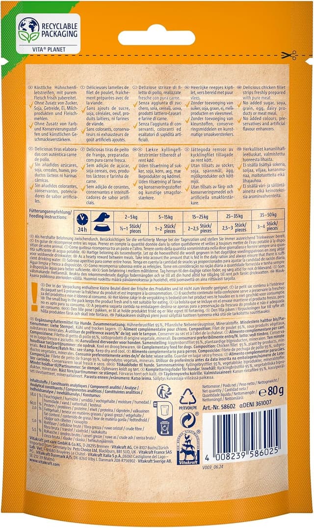 Thumbnail 6 de Vitakraft Pure Chicken Filets Hundeleckerli aus Hühnerbrust, ohne Zucker (10x 80 g)