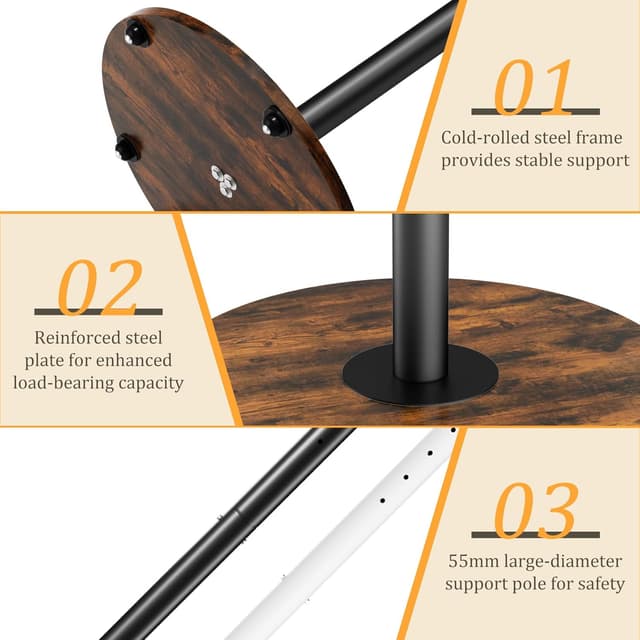 Detalle 2 de unho Floor TV Stand with Wheels & Adjustable Height – VESA 600x400 for 40–75 inch TVs, black