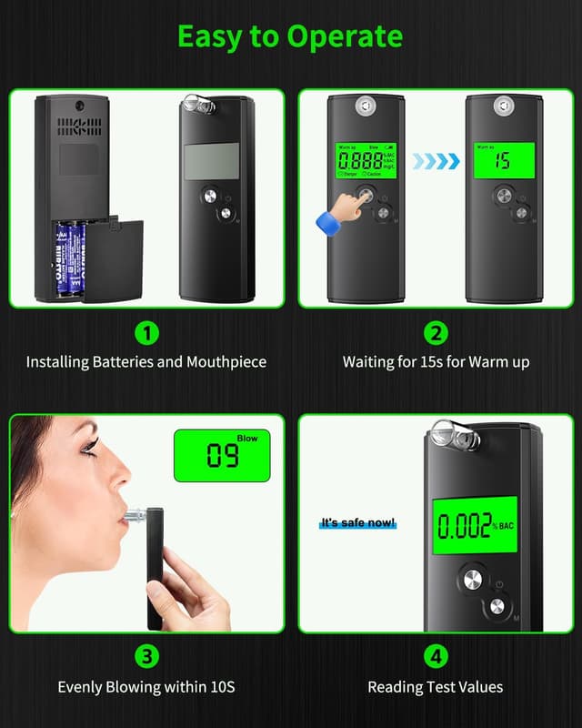 Detalle de Pohicoo Ethylotest électronique homologué NF : alcootest portable à écran LCD (noir)