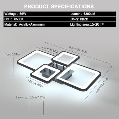 Thumbnail 3 de Mckalen Plafón LED Cuadrado 56W ⛽ Luz Cálida para Sala