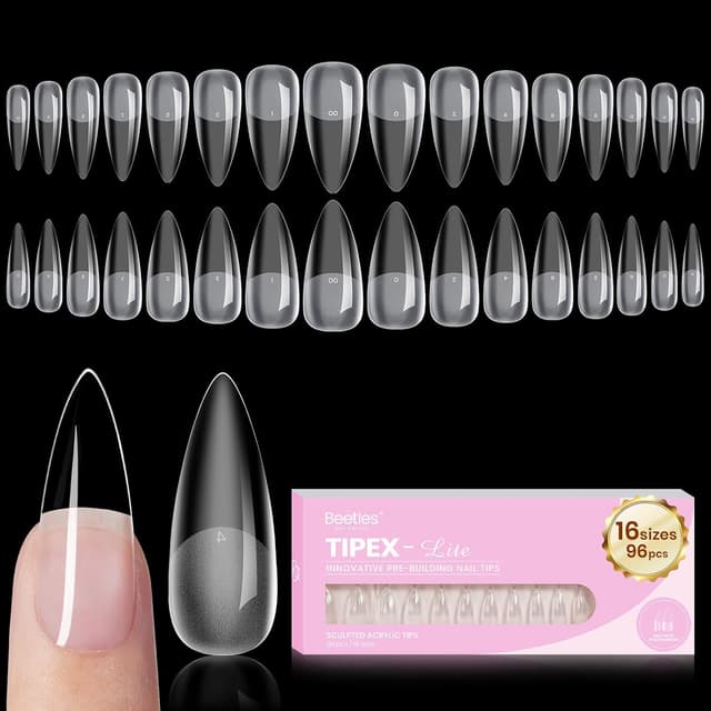 Detalle de Beetles Tipex Lite Instant Apex Nail Tips (Medium Stiletto) — 16 Sizes 00–14