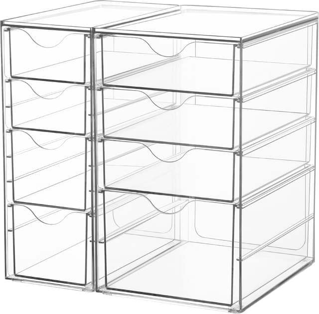 Thumbnail 6 de Vtopmart 2er-Set stapelbare Acryl-Aufbewahrungsschubladen für Bad unter dem Waschbecken & Küche