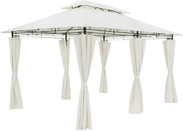 CASARIA® Pavillon Topas 3x4 m Metall – UV-Schutz 50+ mit Seitenteilen, creme