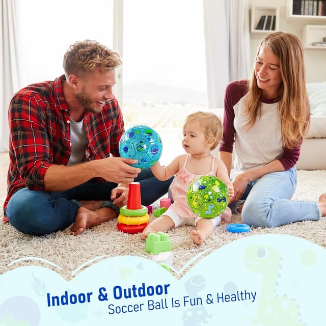 Thumbnail 6 de ZOOJOY Size 2 Kids Soccer Ball 2-Pack (Glitter Dinosaur & Planet) with Pump and Mesh Bag