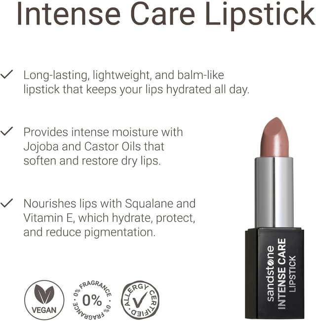 Detalle de Sandstone Scandinavia Rouge à Lèvres Soin Nude Brun 43 Barely There – pigmentation, tenue longue et confort hydratant