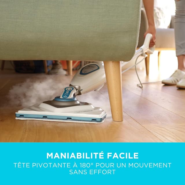 Detalle de BLACK+DECKER Balai Vapeur 1600W FSM1616-QS (2 tampons) — ménage à la vapeur sans produits chimiques