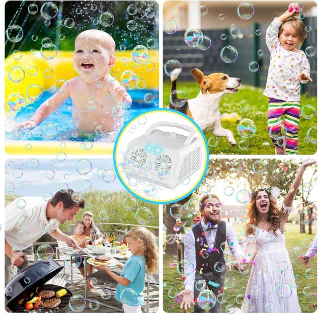 Detalle de Pigipigi Kids Macchina Bolle di Sapone automatica con 2 velocità (22.000+ bolle/min) per giochi da esterno