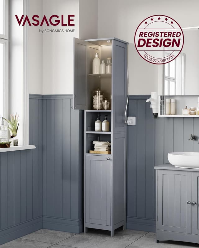 Detalle 2 de VASAGLE BBC566G03 armario alto de baño 30x30x170 cm