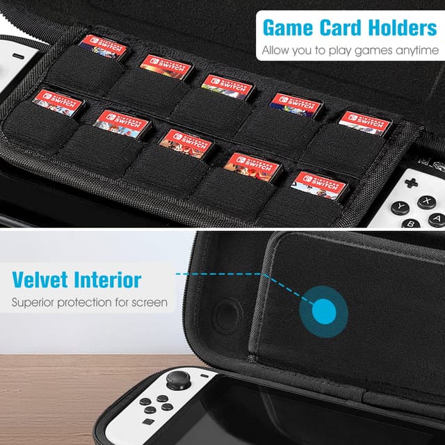 Thumbnail 6 de FINTIE Slim Tasche für Nintendo Switch (2017) & Switch OLED (2021) – ultradünne Hartschalen-Tragetasche mit 10 Kartenhaltern, grau