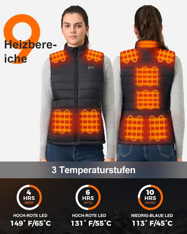Detalle 1 de Hecusma Heizweste Damen mit 16000 mAh Powerbank für Skifahren