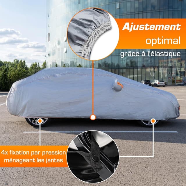 Detalle de Upgrade4cars Bâche de protection voiture extérieure XL (533 x 178 x 121 cm) pour été et hiver