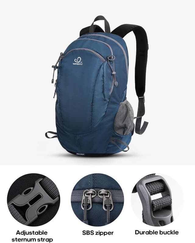 Detalle de Waterfly 25L Hiking Backpack Daypack with Rain Cover – lightweight rucksack for day hikes, travel and camping