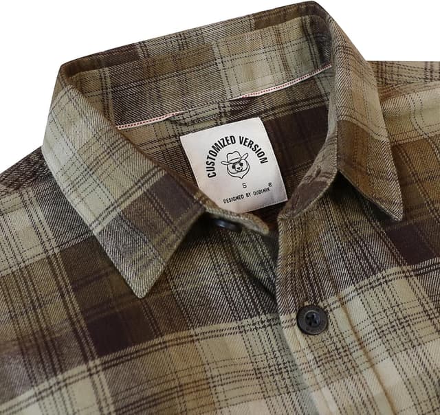 Detalle de Dubinik Flanellhemd Herren Regular Fit kariert mit Button-down (Langarm)